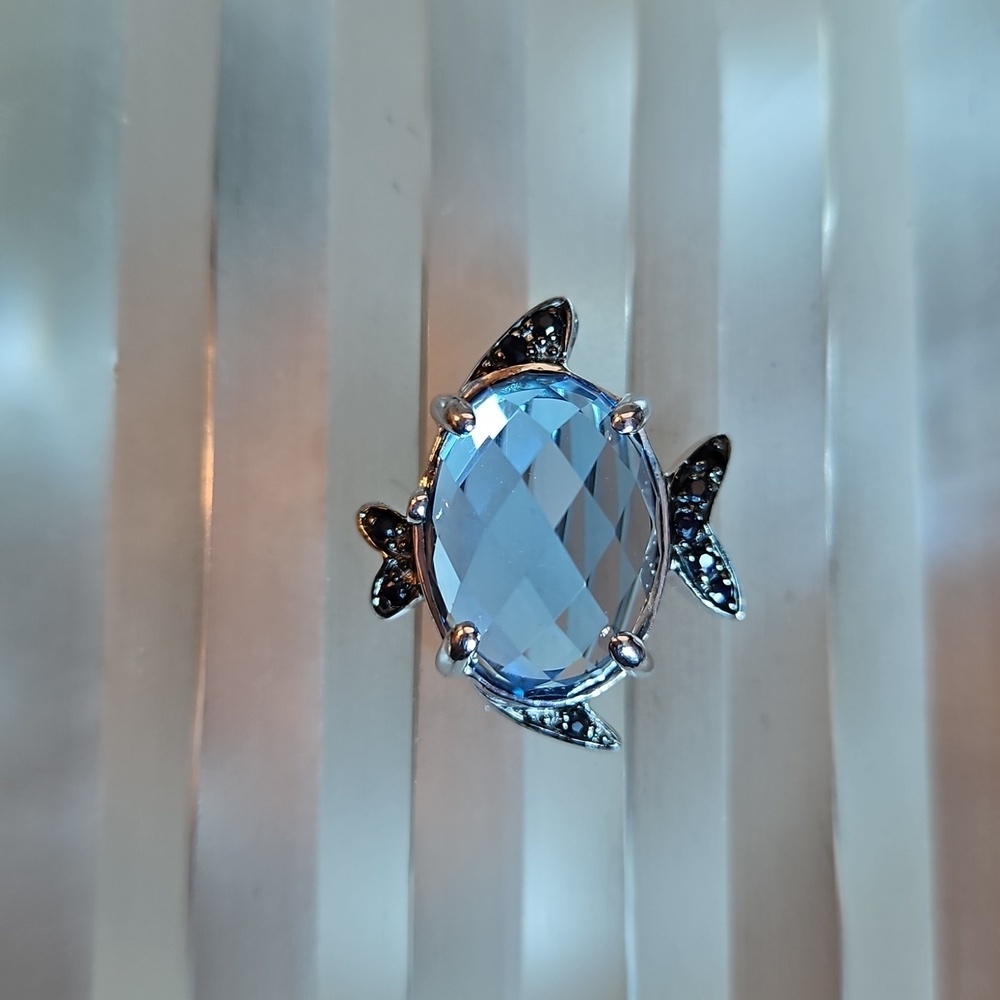 Sterling and Topaz Fish Pendant or Brooch Pin Versatile